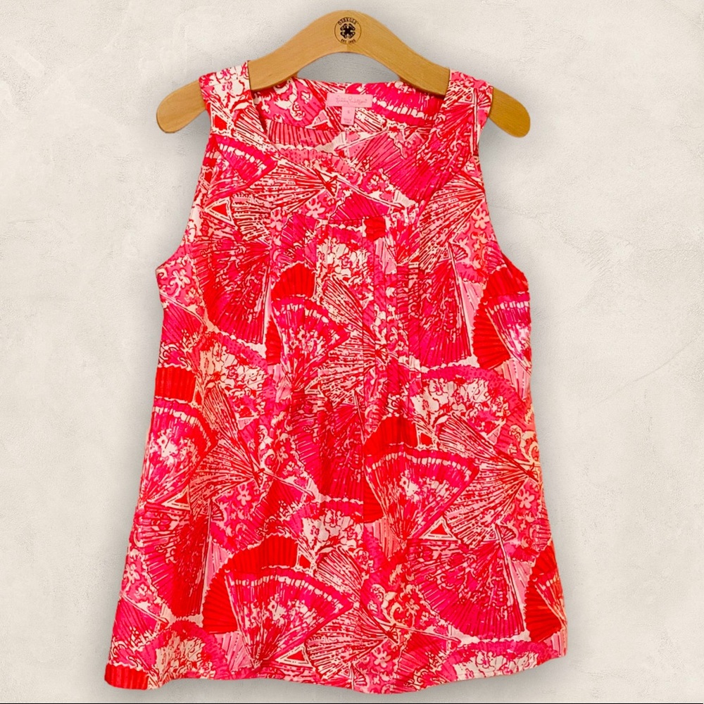 NWT Lilly Pulitzer Rylan Silk Punch Pink Printed Sleeveless Top